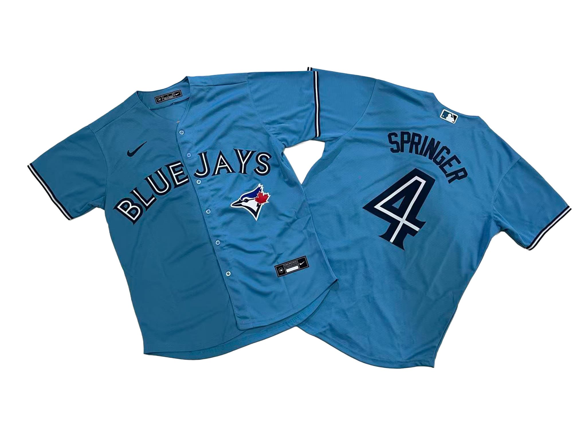 Men's Toronto Blue Jays 4# George Springer Nike Powder Blue Alternate Replica Player Jersey