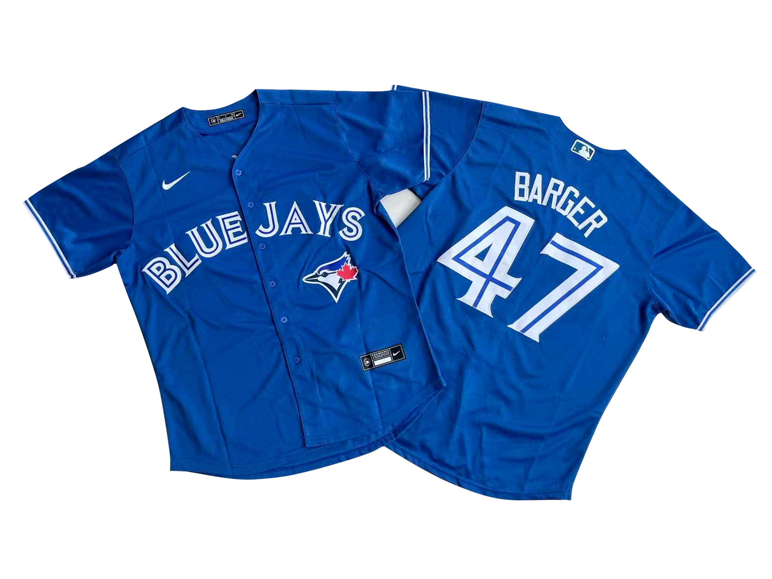 Men's Toronto Blue Jays 47# Addison Barger Nike Blue Alternate Replica Player Name Jersey