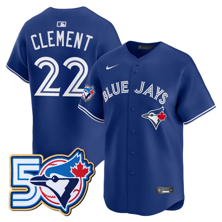 Men's Toronto Blue Jays 50 Seasons Patch Vapor Premier Limited  Jersey - All Stitched Ernie Clement 22