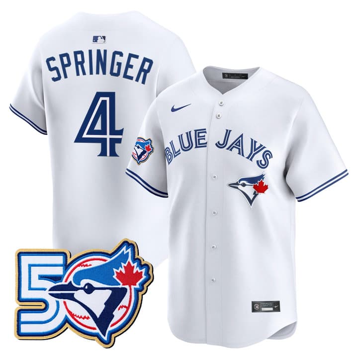 Men's Toronto Blue Jays 50 Seasons Patch Vapor Premier Limited  Jersey - All Stitched George  Springer #4