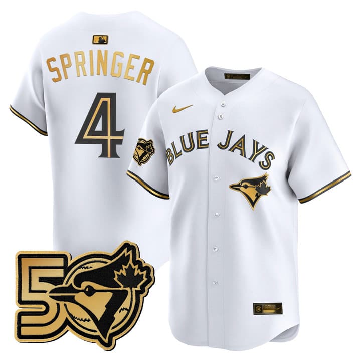 Men's Toronto Blue Jays 50 Seasons Patch Vapor Premier Limited  Jersey - All Stitched George Springer #4