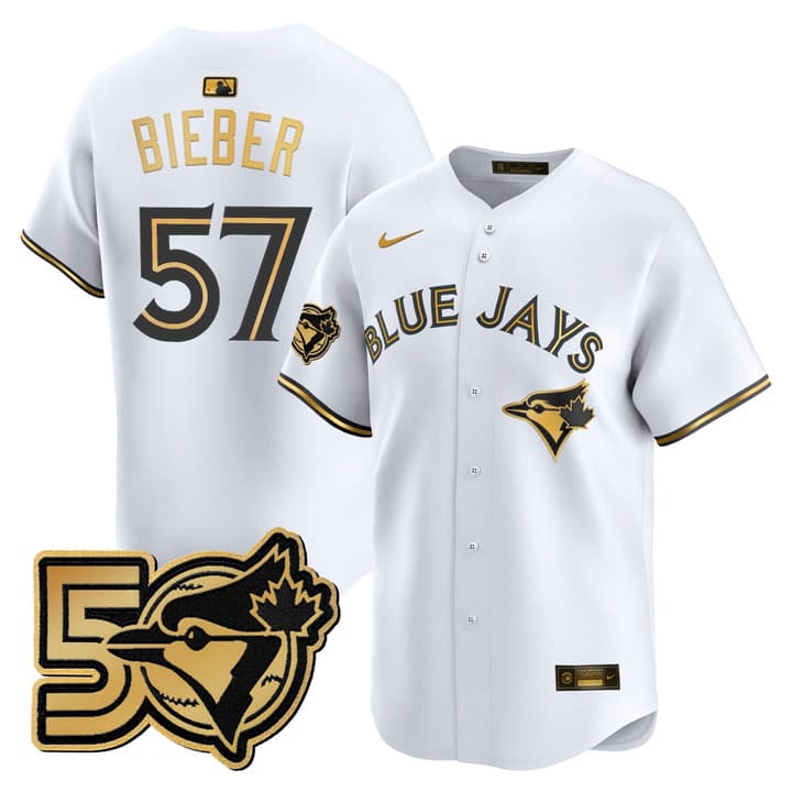 Men's Toronto Blue Jays 50 Seasons Patch Vapor Premier Limited  Jersey - All Stitched Justin Bieber    57