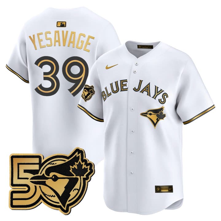Men's Toronto Blue Jays 50 Seasons Patch Vapor Premier Limited  Jersey - All Stitched Trey    Yesavage #39