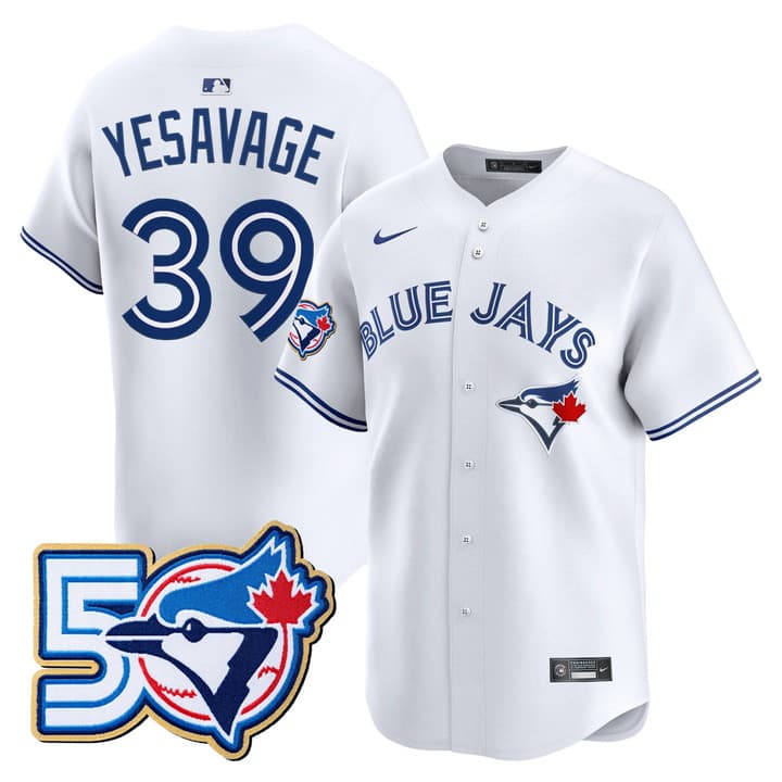Men's Toronto Blue Jays 50 Seasons Patch Vapor Premier Limited  Jersey - All Stitched Trey  Yesavage #39