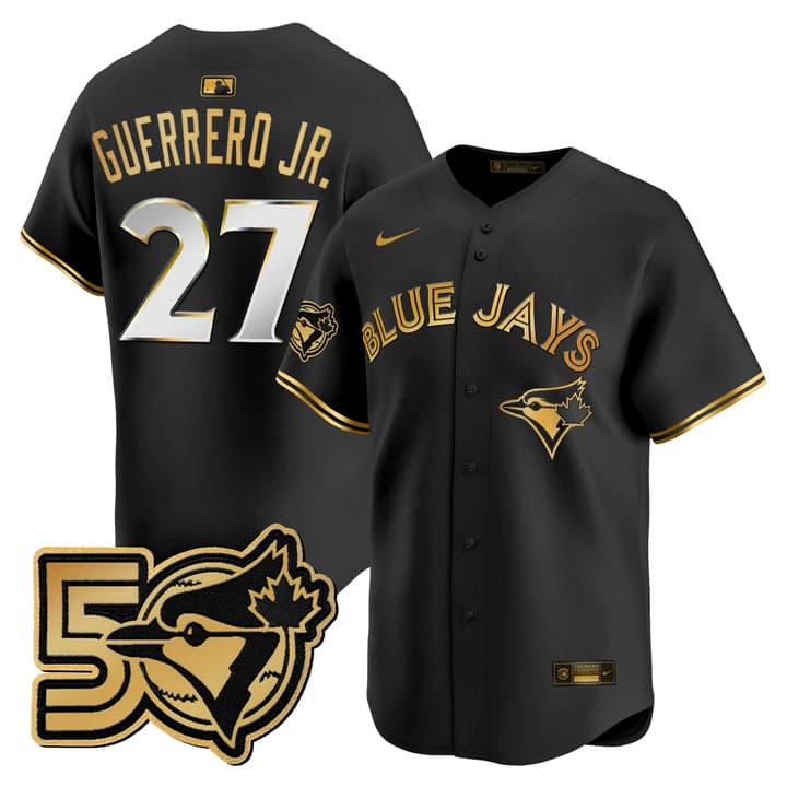 Men's Toronto Blue Jays 50 Seasons Patch Vapor Premier Limited  Jersey - All Stitched Vladimir Guerrero Jr.    27