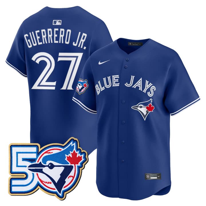Men's Toronto Blue Jays 50 Seasons Patch Vapor Premier Limited  Jersey - All Stitched Vladimir Guerrero Jr. # 27