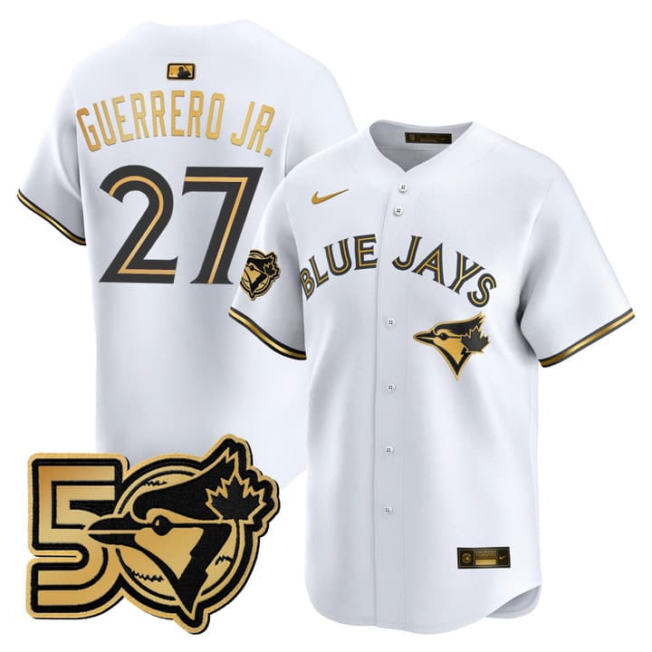 Men's Toronto Blue Jays 50 Seasons Patch Vapor Premier Limited  Jersey - All Stitched Vladimir Guerrero Jr.#  27