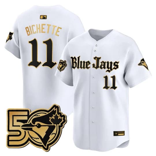 Men's Toronto Blue Jays 50 Seasons Patch Vapor Premier Limited Jersey - Gothic North Edition - All Stitched Bo Bichette   #11