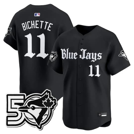 Men's Toronto Blue Jays 50 Seasons Patch Vapor Premier Limited Jersey - Gothic North Edition - All Stitched Bo Bichette 11