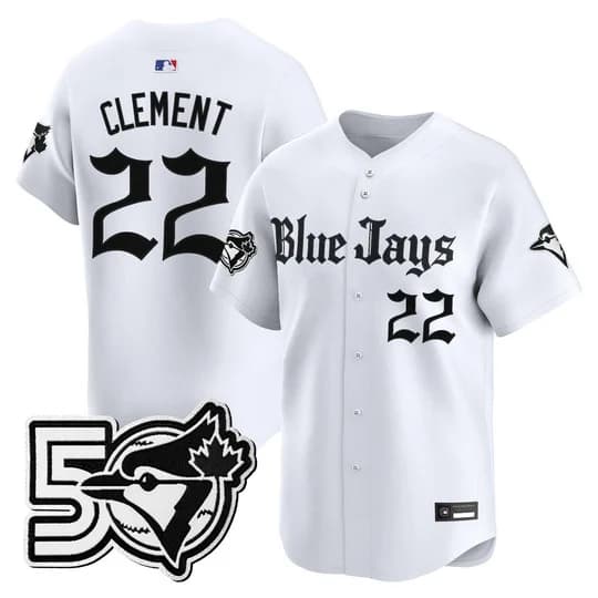 Men's Toronto Blue Jays 50 Seasons Patch Vapor Premier Limited Jersey - Gothic North Edition - All Stitched Ernie Clement   22