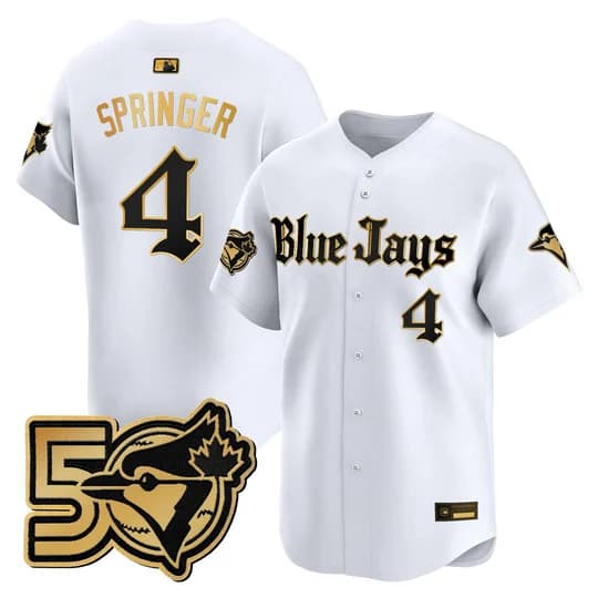 Men's Toronto Blue Jays 50 Seasons Patch Vapor Premier Limited Jersey - Gothic North Edition - All Stitched George Springer   #4