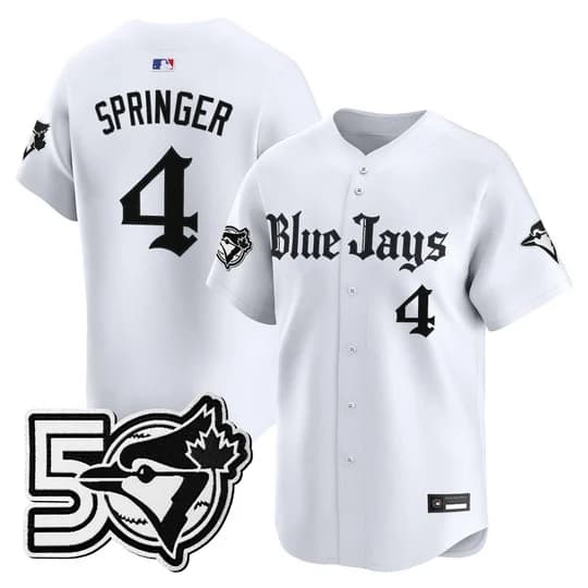 Men's Toronto Blue Jays 50 Seasons Patch Vapor Premier Limited Jersey - Gothic North Edition - All Stitched George Springer   4