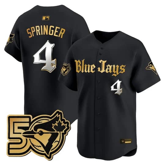 Men's Toronto Blue Jays 50 Seasons Patch Vapor Premier Limited Jersey - Gothic North Edition - All Stitched George Springer