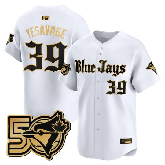 Men's Toronto Blue Jays 50 Seasons Patch Vapor Premier Limited Jersey - Gothic North Edition - All Stitched Trey Yesavage  #39