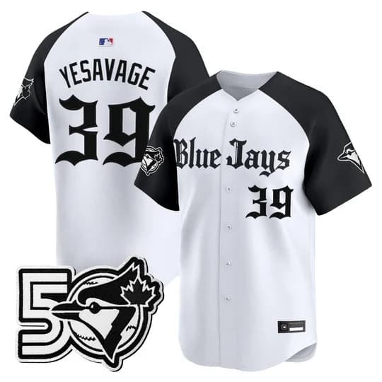 Men's Toronto Blue Jays 50 Seasons Patch Vapor Premier Limited Jersey - Gothic North Edition - All Stitched Trey Yesavage #39