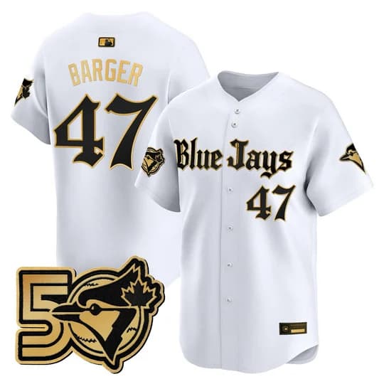 Men's Toronto Blue Jays 50 Seasons Patch Vapor Premier Limited Jersey - Gothic North Edition - All Stitched Trey Yesavage #47