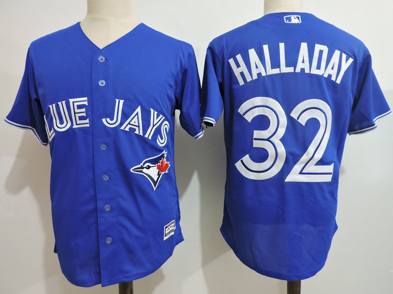 Men's Toronto Blue Jays Retired Player #32 Roy Halladay Blue Throwback Jersey