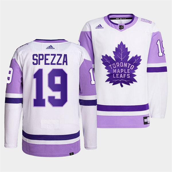Men's Toronto Maple Leafs #19 Jason Spezza 2021-22 White Purple Hockey Fights Cancer Primegreen Jersey Stitched