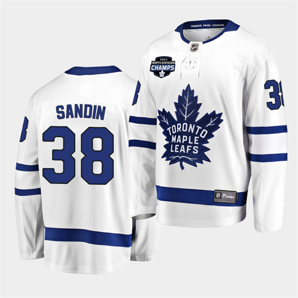 Men's Toronto Maple Leafs #38 Rasmus Sandin adidas Away White Player Jersey Stitched