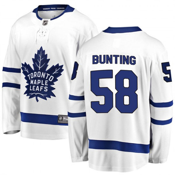 Men's Toronto Maple Leafs #58 Michael Bunting adidas Away White Player Jersey Stitched