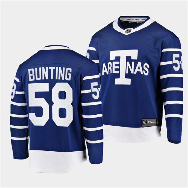 Men's Toronto Maple Leafs #58 Michael Bunting adidas Blue Third Player Jersey Stitched