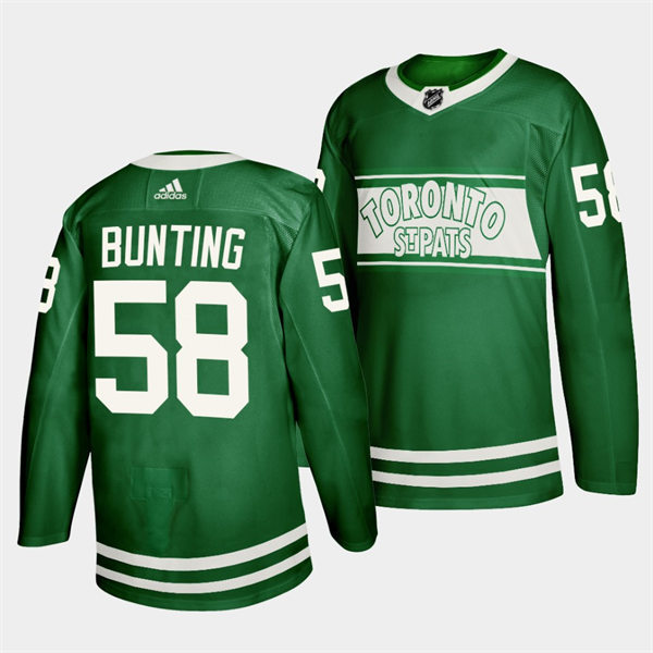 Men's Toronto Maple Leafs #58 Michael Bunting adidas Green 2022 St. Patricks Day Jersey Stitched