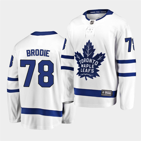 Men's Toronto Maple Leafs #78 T.J. Brodie adidas Away White Player Jersey Stitched
