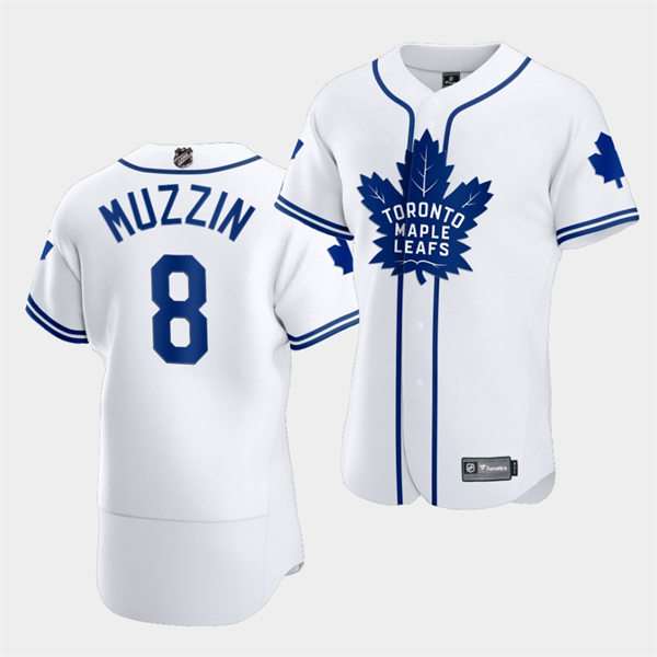 Men's Toronto Maple Leafs #8 Jake Muzzin 2020 White NHL X MLB Crossover Edition Baseball Jersey Stitched
