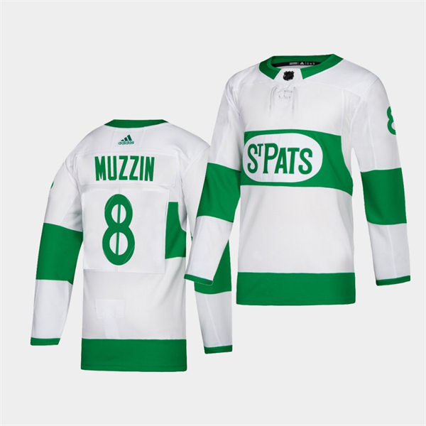 Men's Toronto Maple Leafs #8 Jake Muzzin 2021 White St. Patrick's Day Player Jersey Stitched