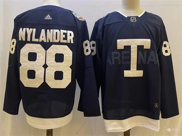 Men's Toronto Maple Leafs #88 William Nylander 2022 Navy Team Heritage Classic Jersey Stitched