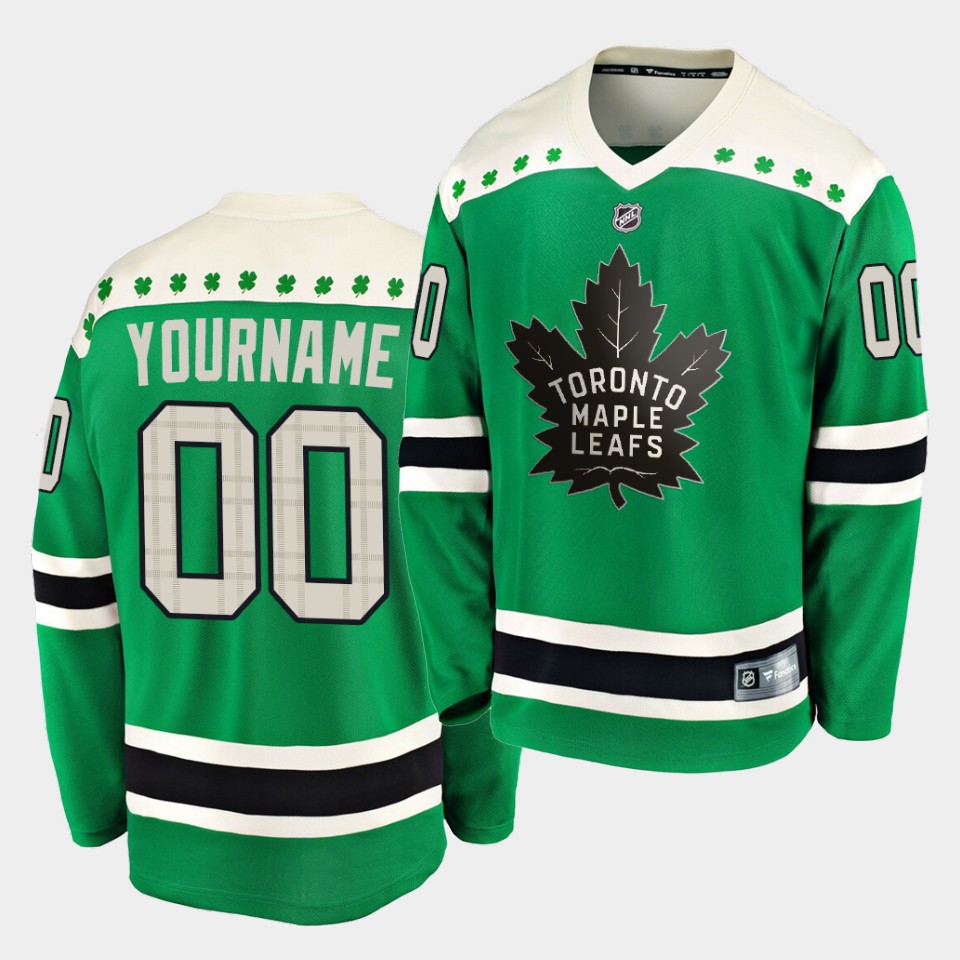 Men's Toronto Maple Leafs Custom 2020 St. Patrick's Day Men's Green Replica Player Jersey