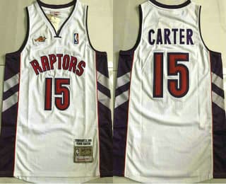 Men's Toronto Raptors #15 Vince Carter White 2000 Hardwood Classics Soul AU Throwback Jersey