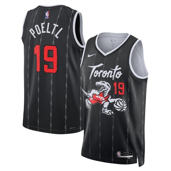 Men's Toronto Raptors #19 Jakob Poeltl Black 2025-26 City Edition Stitched Basketball Jersey