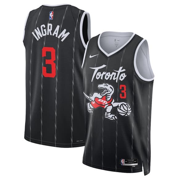Men's Toronto Raptors #3 Brandon Ingram Black 2025-26 City Edition Stitched Basketball Jersey