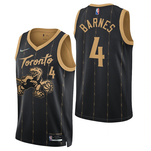 Men's Toronto Raptors #4 Scottie Barnes 2021-22 75th Anniversary City Edition Black Swingman Jersey