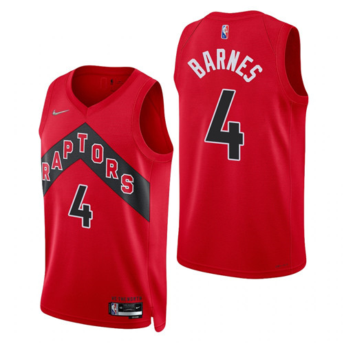 Men's Toronto Raptors #4 Scottie Barnes 2021-22 75th Anniversary Diamond Icon Edition Red Swingman Jersey