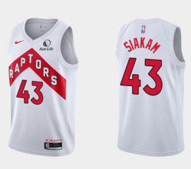 Men's Toronto Raptors #43 Pascal Siakam 2020 21 White Swingman Stitched Basketball Jersey