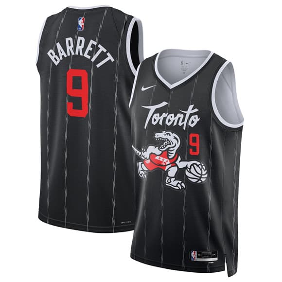 Men's Toronto Raptors #9 RJ Barrett Black 2025-26 City Edition Stitched Basketball Jersey
