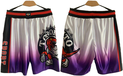 Men's Toronto Raptors White Purple Shorts (Run Small)