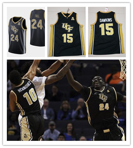 Men's UCF Knights Custom Nike Black Gold Neck Basketball Jersey
