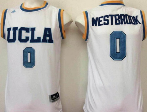 Men's UCLA Bruins ##0 Russell Westbrook White College Basketball 2017 adidas Swingman Stitched NCAA Jersey 