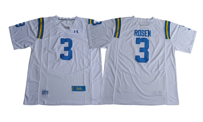Men's UCLA Bruins #3 Josh Rosen Under Armour White College Football Jerseys