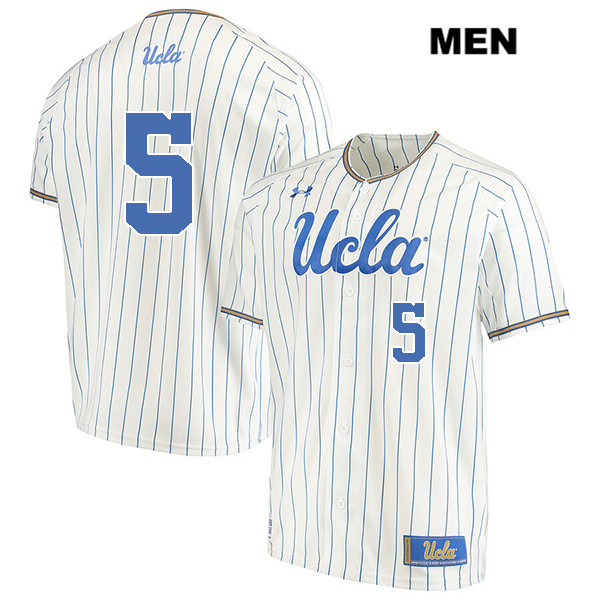 Men's UCLA Bruins #5 Garrett Mitchell White Pinstripe Under Armour College Baseball Jersey