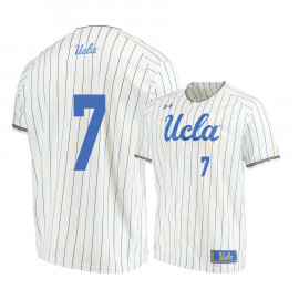 Men's UCLA Bruins #7 JT Schwartz White Pinstripe Under Armour College Baseball Jersey