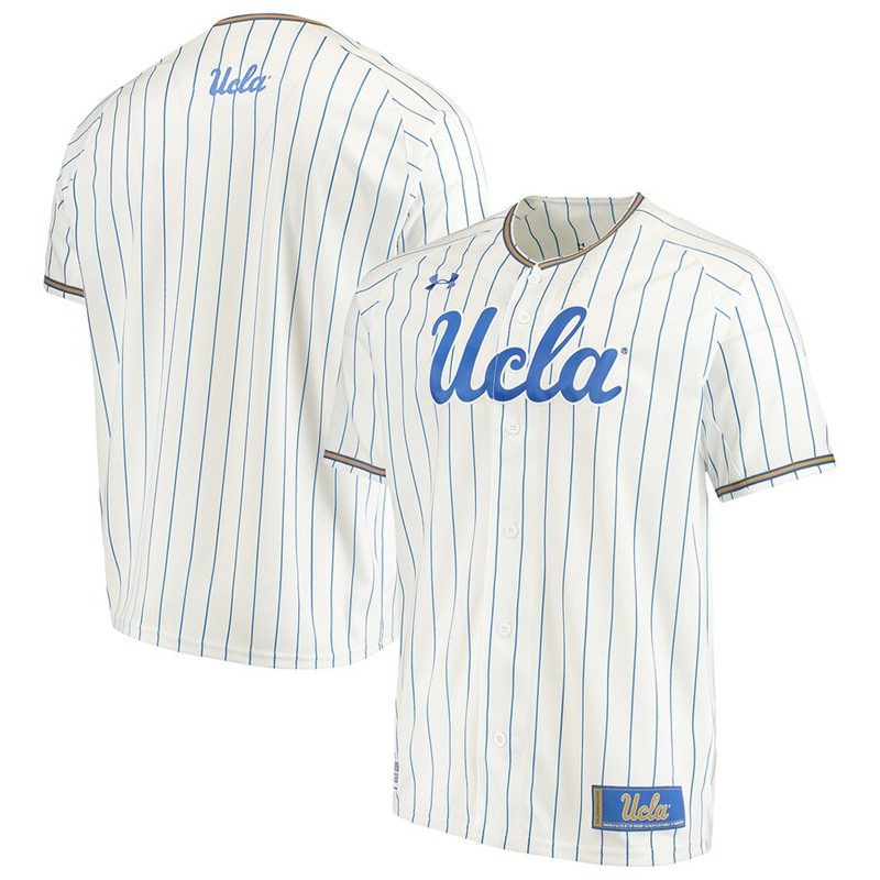 Men's UCLA Bruins White Pinstripe Under Armour College Baseball Team Jersey