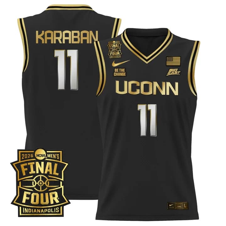 Men's UConn Huskies 2026 Final Four Patch Basketball Jersey - All Stitched Alex Karaban     11