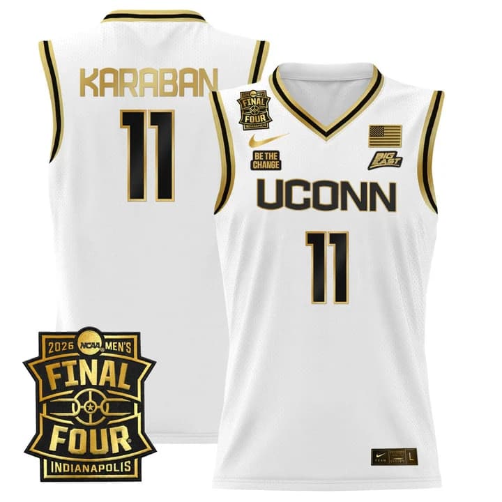 Men's UConn Huskies 2026 Final Four Patch Basketball Jersey - All Stitched Alex Karaban   11
