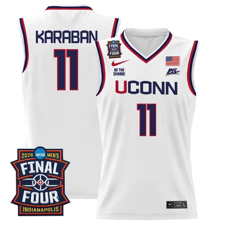 Men's UConn Huskies 2026 Final Four Patch Basketball Jersey - All Stitched Alex Karaban 11