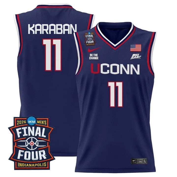 Men's UConn Huskies 2026 Final Four Patch Basketball Jersey - All Stitched Alex Karaban