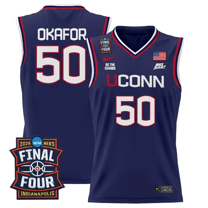 Men's UConn Huskies 2026 Final Four Patch Basketball Jersey - All Stitched Emeka Okafor   50
